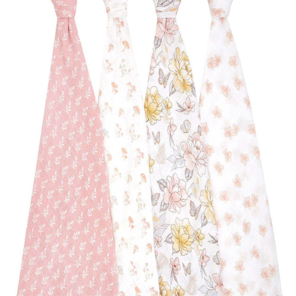 Aden & Anais Aden Anais Earthly 120x120cm Organic Muslin Swaddle Baby/Infant Blanket (4 Pack) — image 7