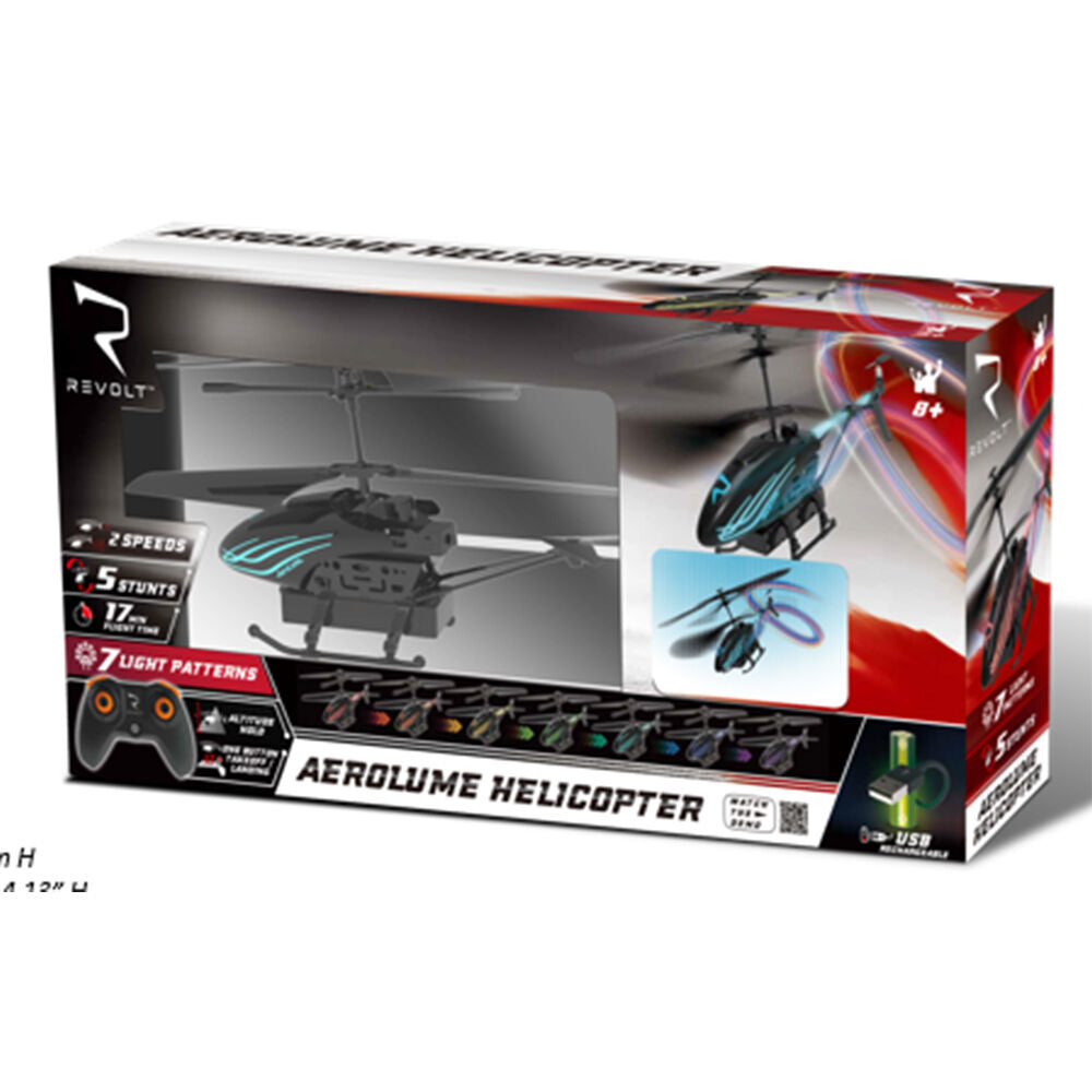 Wahu Revolt Radio AeroLume Helicopter Toy Kids 8y+ 22.6x10cm Black