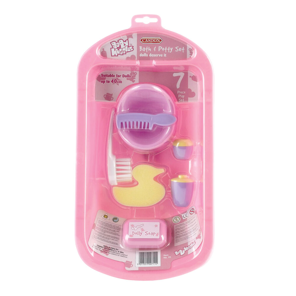 Casdon Kids Toddler 3y+ Pink Role-play Doll Care Toy Baby Bath & Potty Set