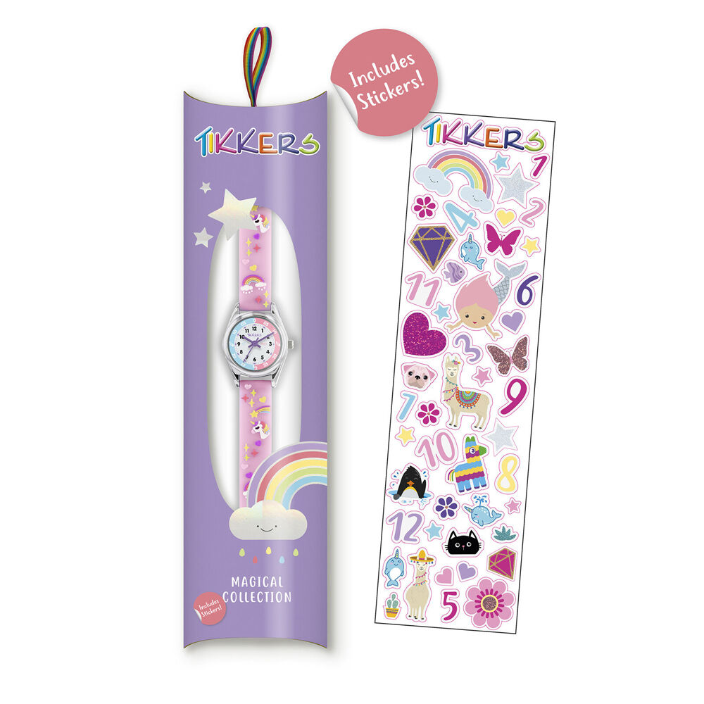 Tikkers Time Teacher Dial Unicorn Straps Watch with 3D Stickers - Pink — image 4