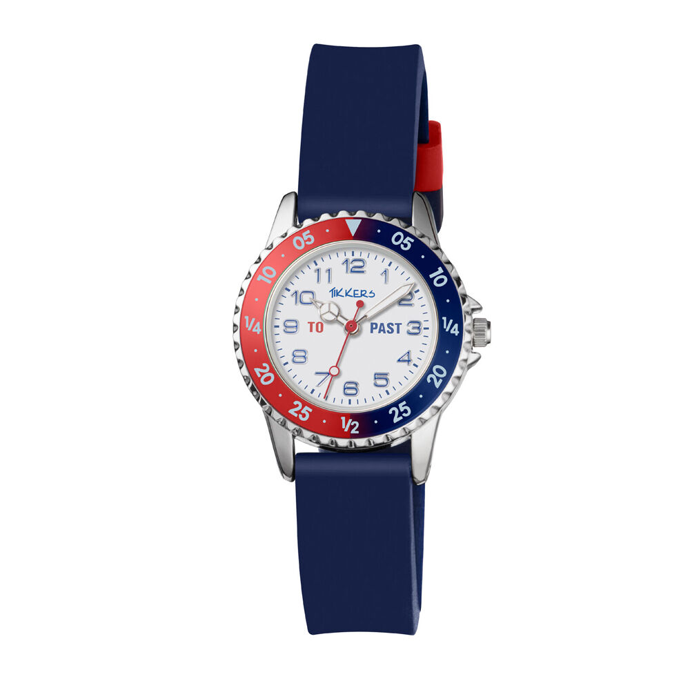 Tikkers Time Teacher Dial Watch with Blue and Red Silicone Straps - Red