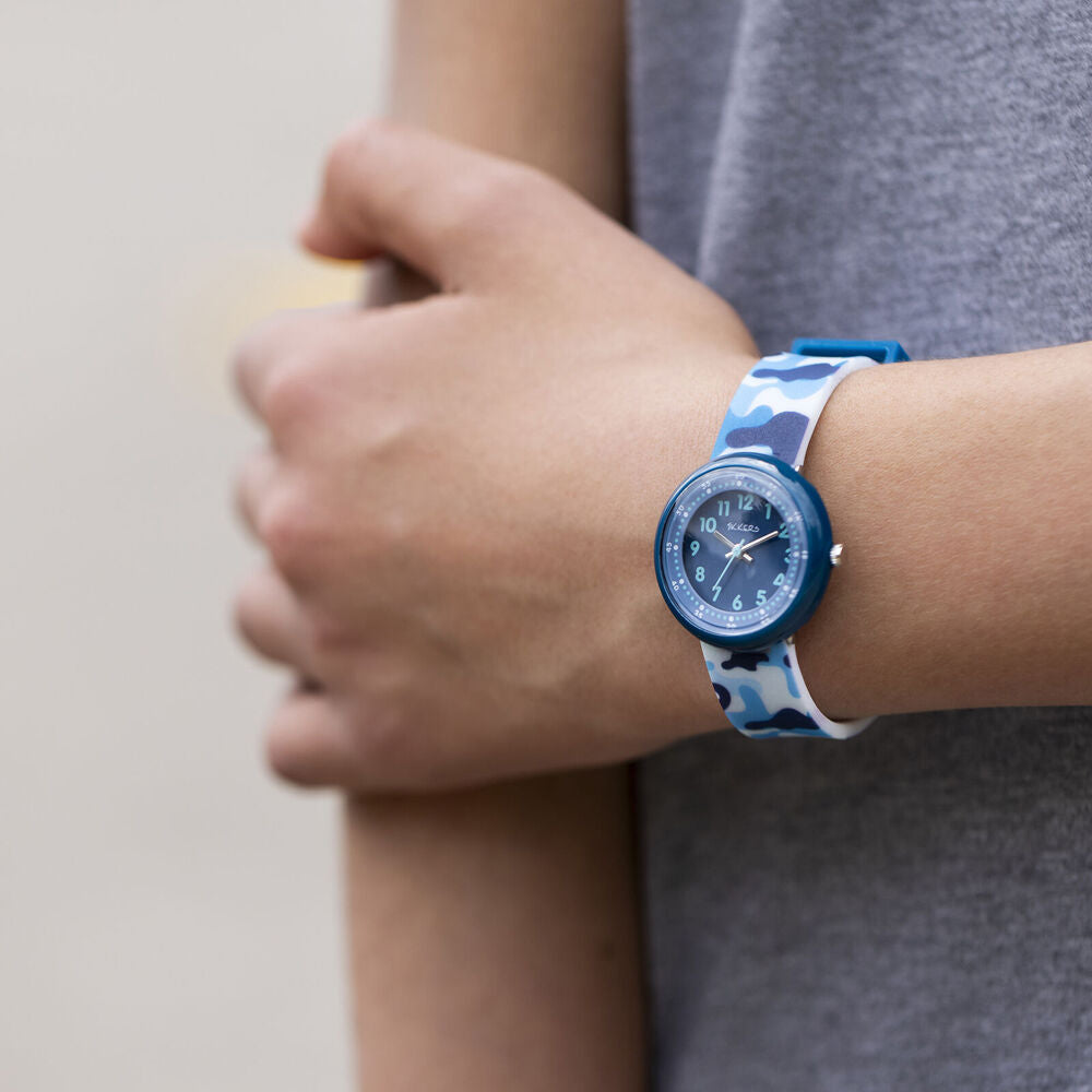 Tikkers Time Adjustable Dial Watch with Silicone Camouflage Straps - Blue — image 3