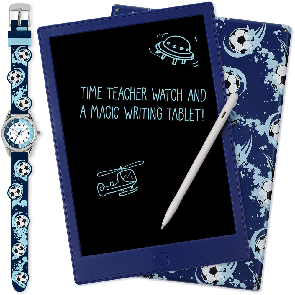 Tikkers Time 3D Writing Watch with Straps & Football Pad Gift Set - Blue
