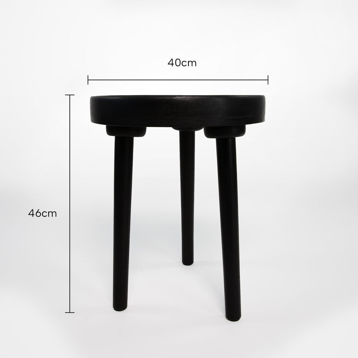 Rayell 46cm Carved Timber Top Bisque Side Table Home/Livingroom Decor Black — image 2
