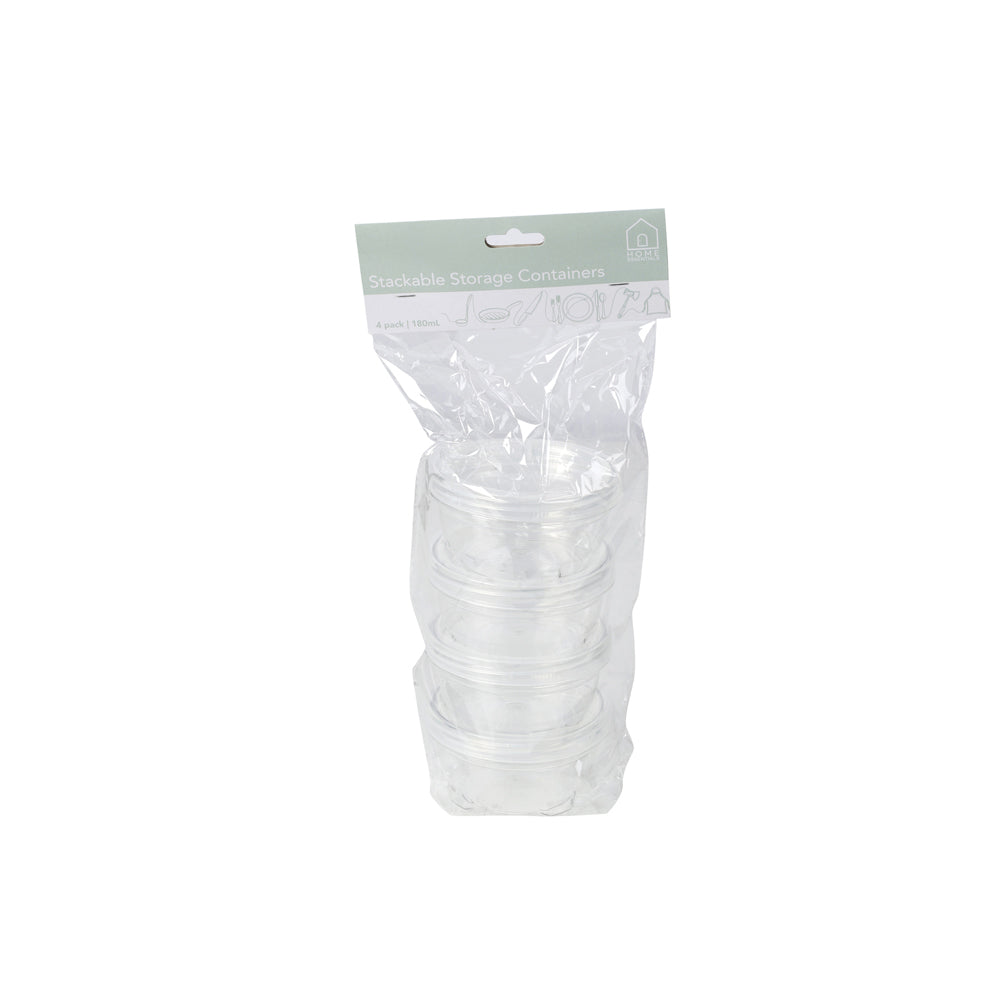 Urban Kitchen 180ml Plastic Containers Twist Stackable Food Storage Clear (4 Pieces) — image 3