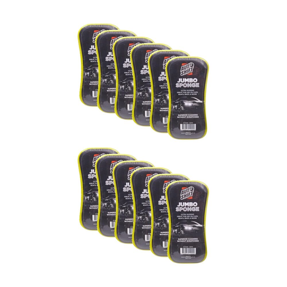 Autoshift Jumbo Sponge Car Cleaning Accessory Anti-Scratch/Streak 22x10x6cm (12 Pack)