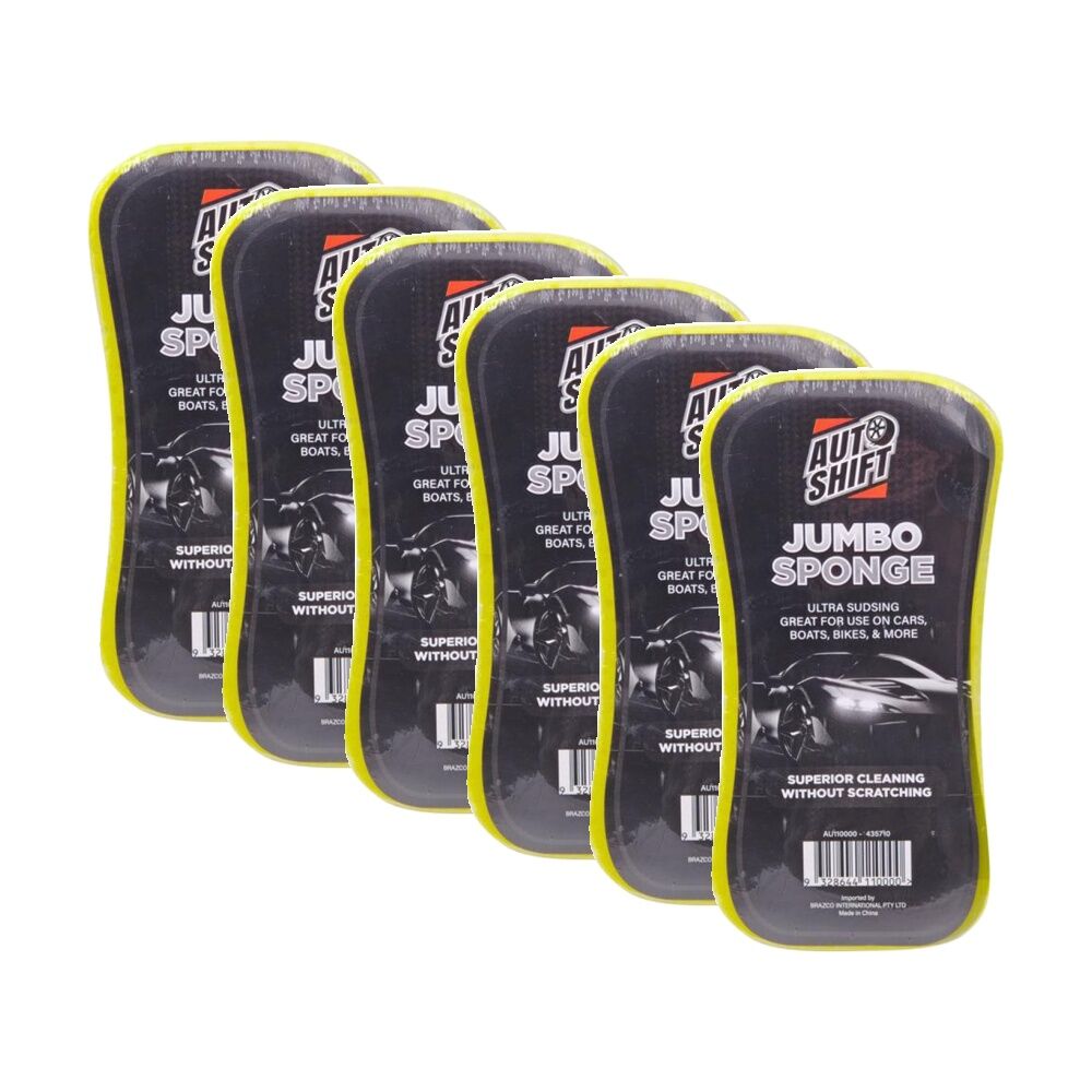 Autoshift Jumbo Sponge Car Cleaning Accessory Anti-Scratch/Streak 22x10x6cm (6 Pack)