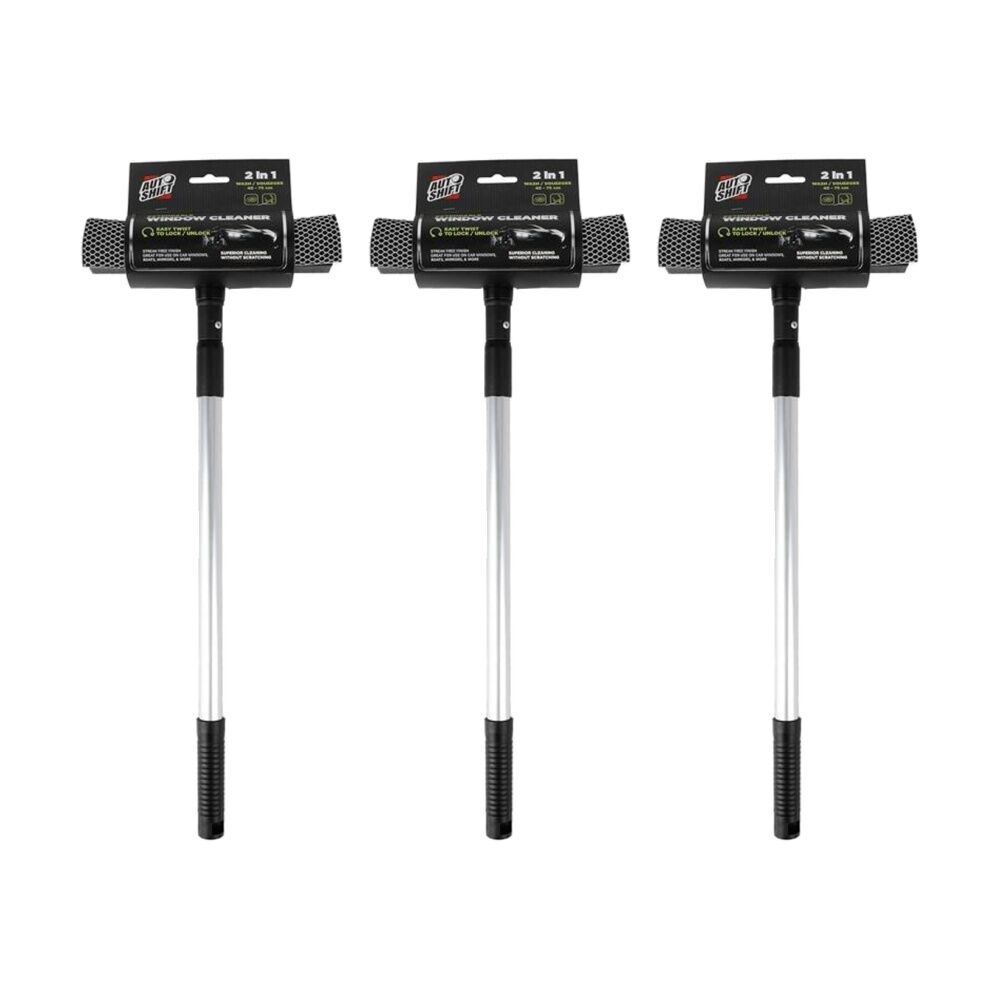Autoshift 2-in-1 Extendable Squeegee Car Window Cleaning Accessory 47-70cm (3 Pack)