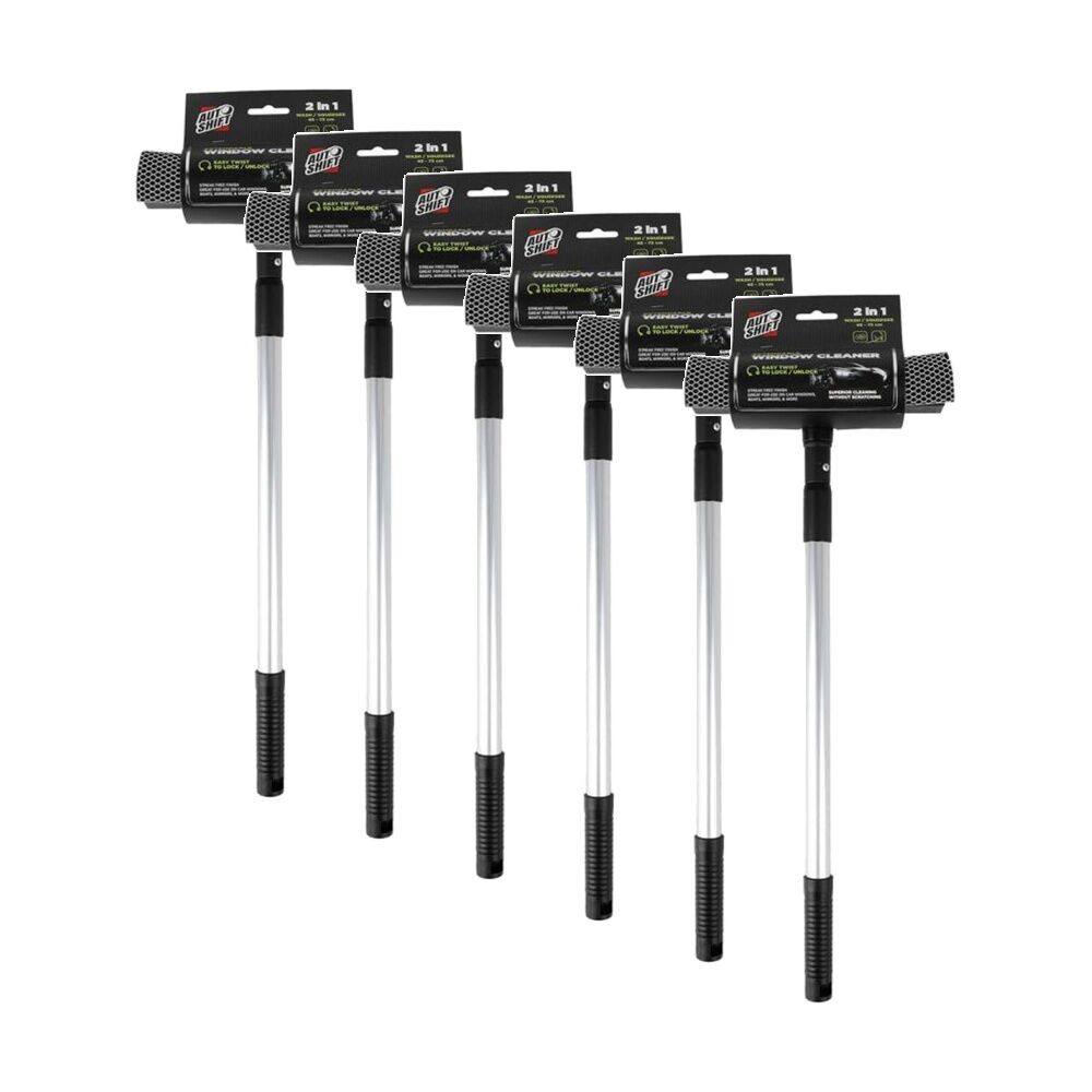 Autoshift 2-in-1 Extendable Squeegee Car Window Cleaning Accessory 47-70cm (6 Pack)