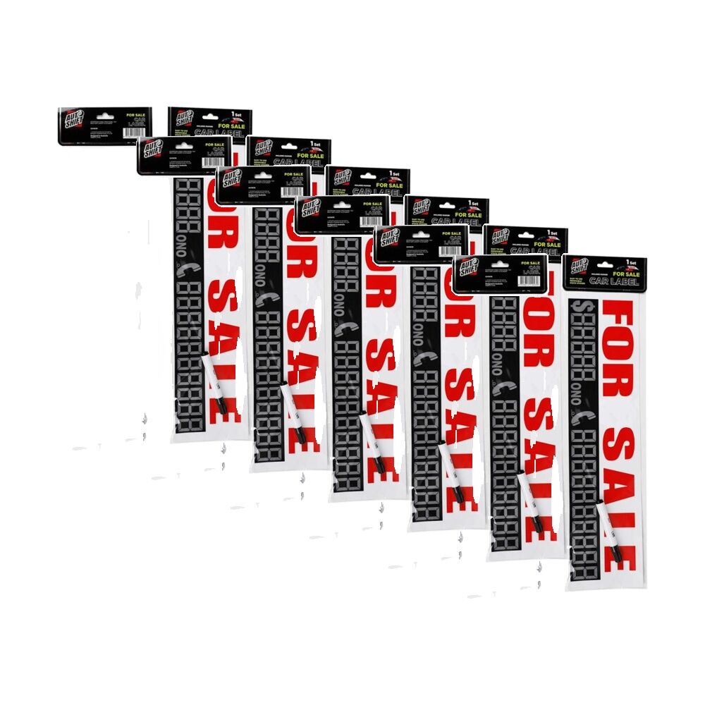 Autoshift Car/Vehicle Label/Sign For Sale Sign w/Dry Erase Marker 58x15cm (6 Pack)