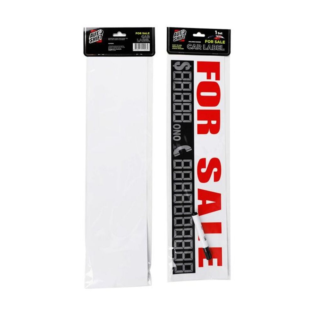Autoshift Car/Vehicle Label/Sign For Sale Sign w/Dry Erase Marker 58x15cm (6 Pack) — image 2