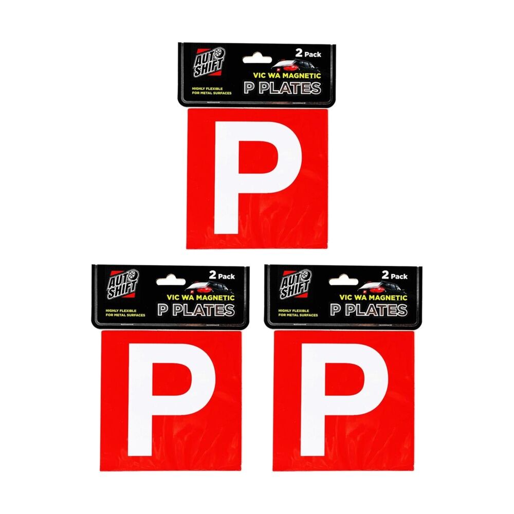 Autoshift 2PK AutoShift Vic/wa Magnetic Red Probationary Licence Plate/Signs 15cm (3 Pack)