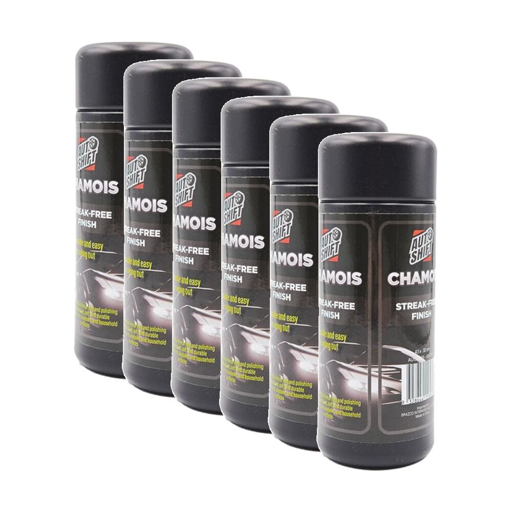 Autoshift Ultra Absorbent Regular Car Cleaning Chamois/Cloth 43x32cm Black (6 Pack)
