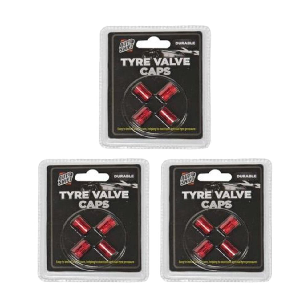 Autoshift 4pc AutoShift Coloured Metal Car Tyre Valve Caps Auto Accessory Assorted (3 Pack)