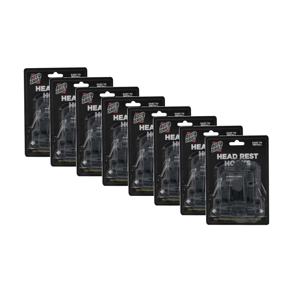 Autoshift Headrest Hanger Hook Car Organisation Accessory Black (8 Pack)