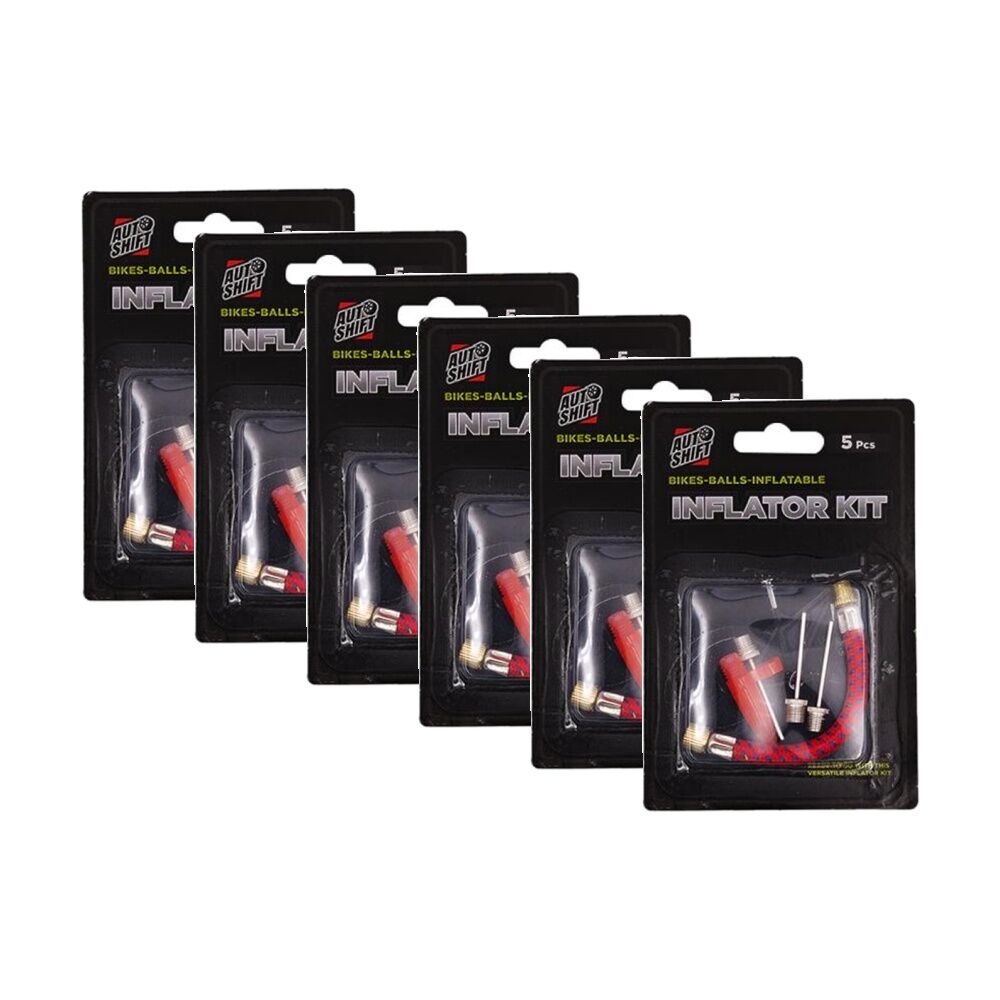 Autoshift 5pc AutoShift Bike/Sports Ball Inflation Accessory Kit Football/Cycling (6 Pack)