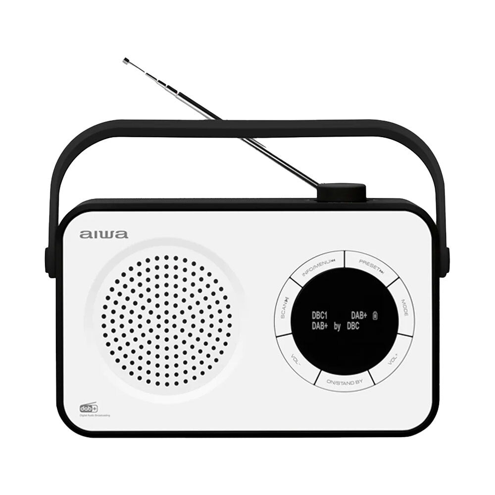 Aiwa Portable DAB/AM/FM/SD/AUX/Bluetooth C Battery Digital Tuning Radio White
