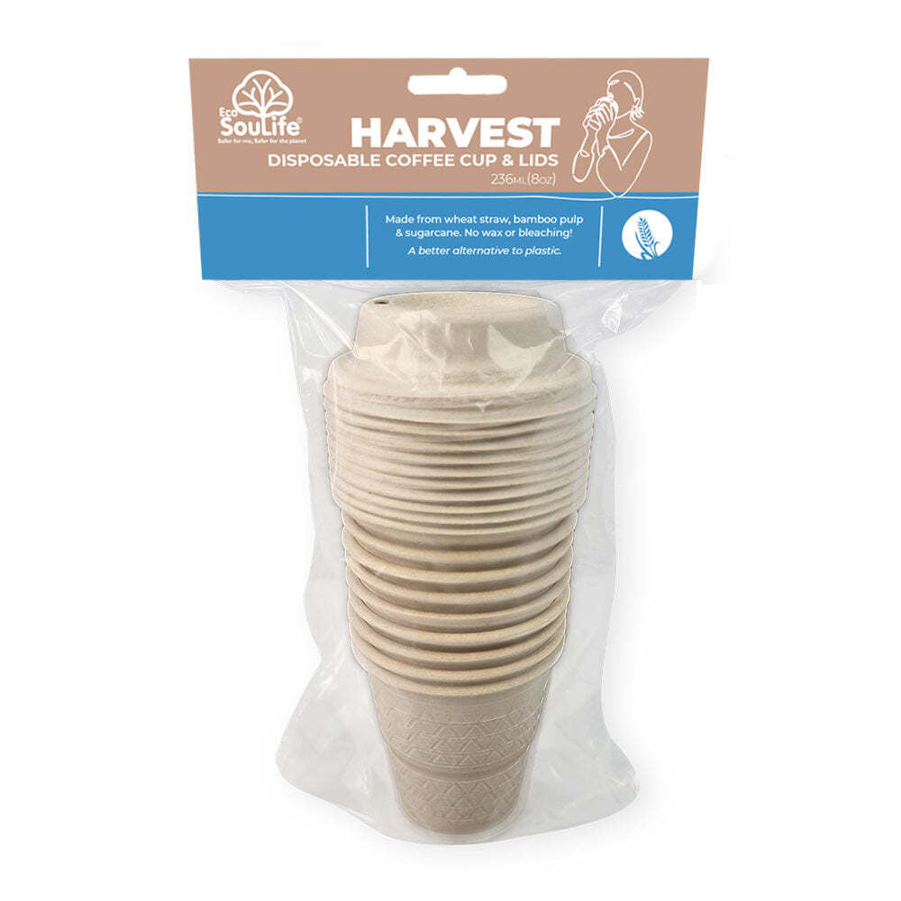 Eco Soulife 40pc EcoSouLife Harvest Coffee Cup w/Lids Beverage Dining Tableware Set 236ml (4 Pack) — image 2