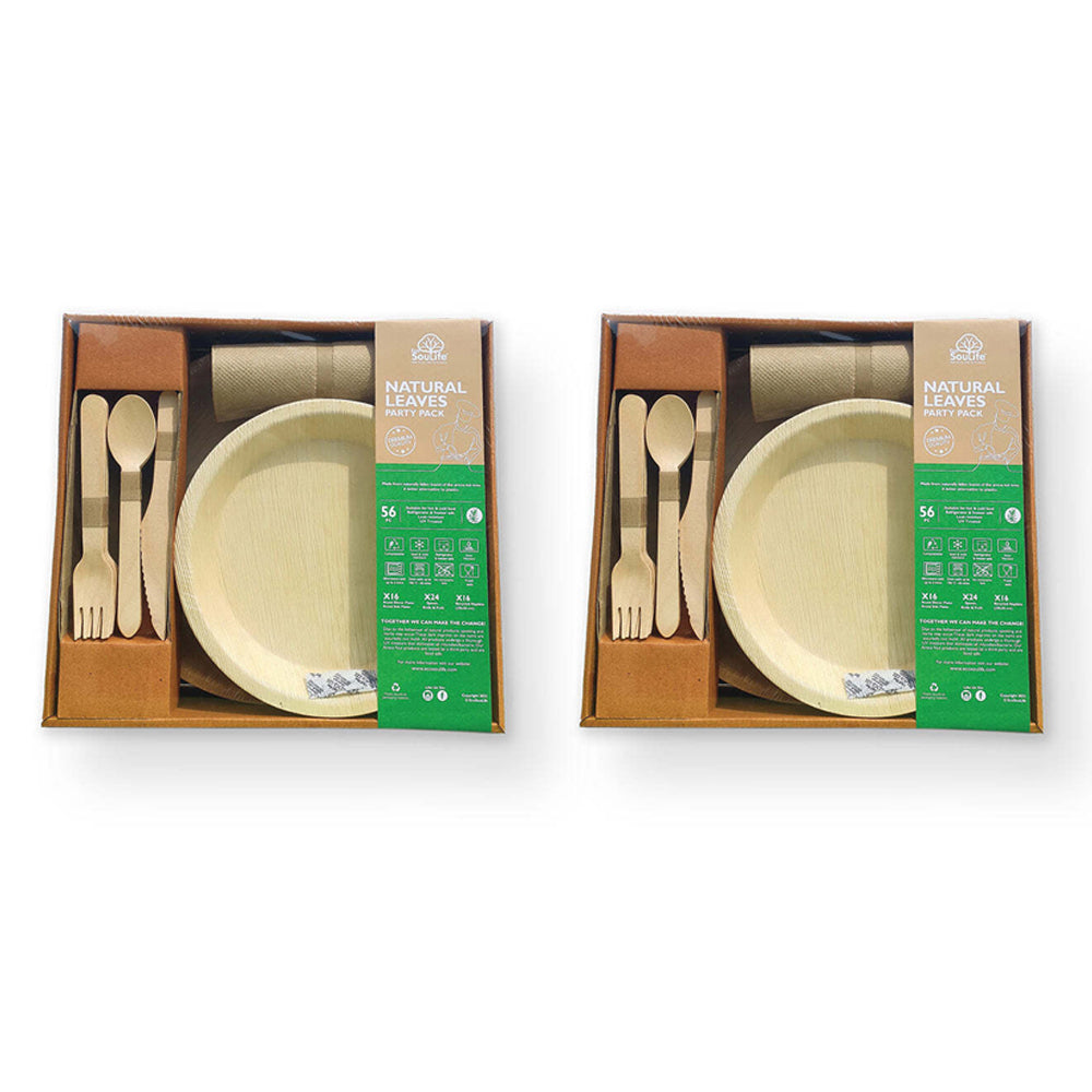Eco Soulife EcoSouLife Disposable Natural Areca Nut Leaf Round Party Pack Utensils (112 Pieces)