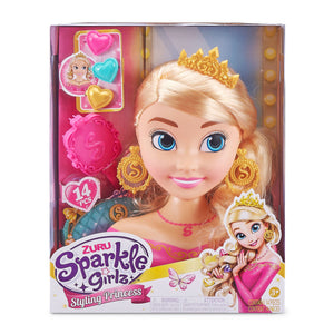 Zuru Sparkle Girlz Hair Styling Doll Princess Head 3+ Kids Toy w/ Accessories