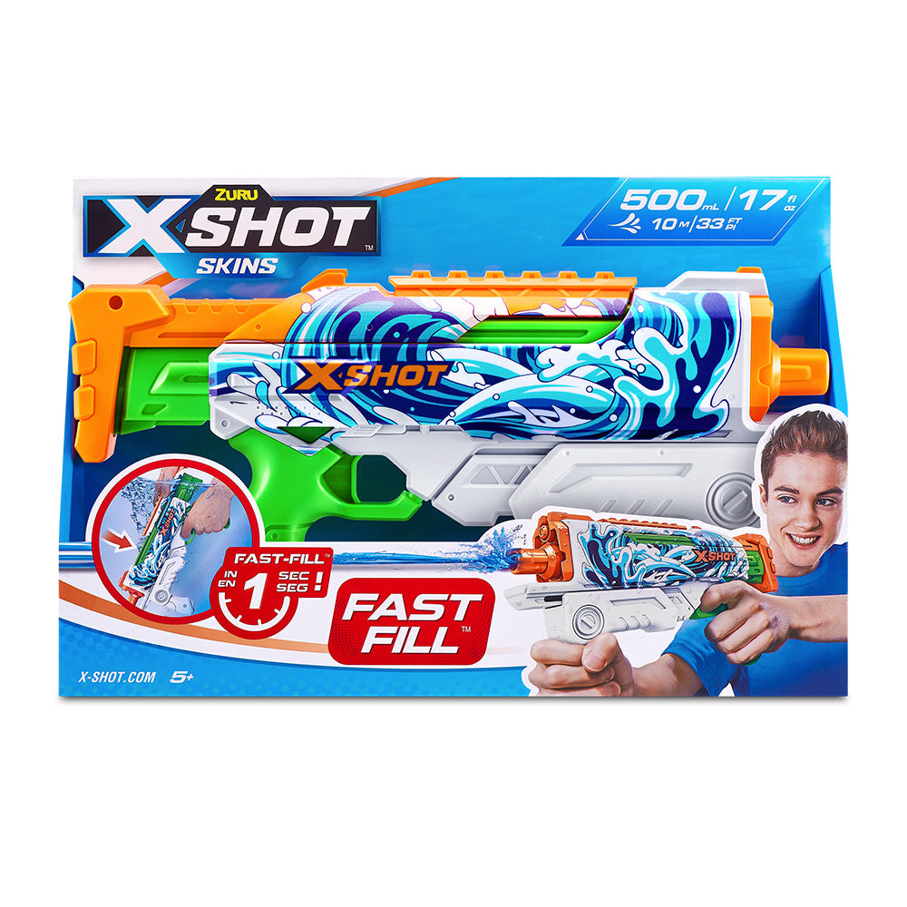 Zuru X-Shot Fast Fill Skins Water Gun Hyperload Kids/Children Toy 5+ Assorted