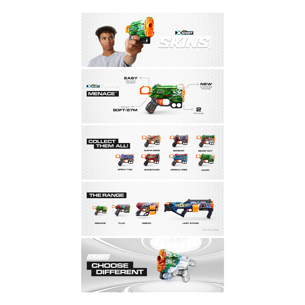 Zuru X-Shot Skins Menace Blaster Toy Gun w/ 8 Darts Assorted Kids/Children 8+ — image 9