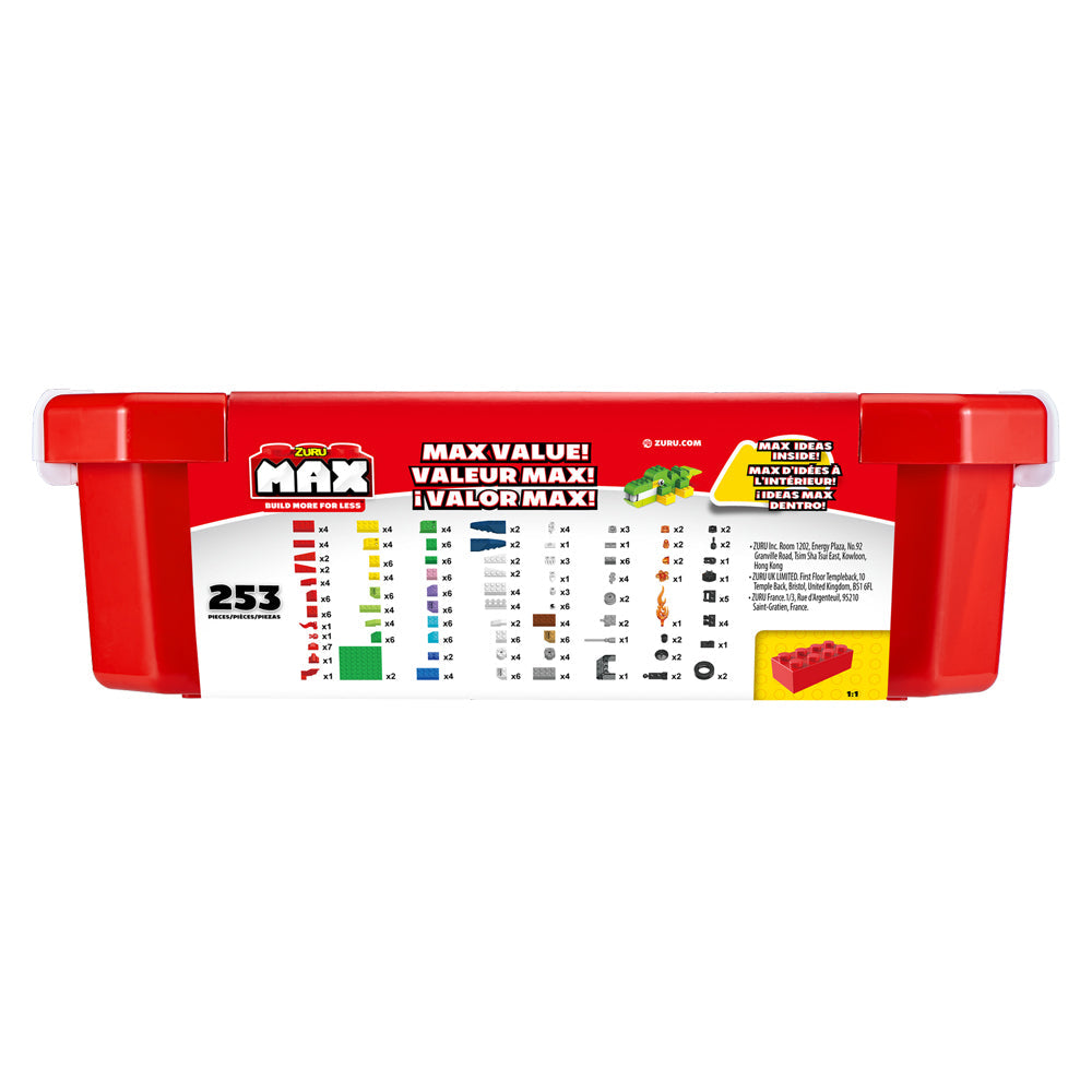 Zuru Max Build Construction Value Tub Bricks Kids Building Play Toy 3y+ (253 Pieces)