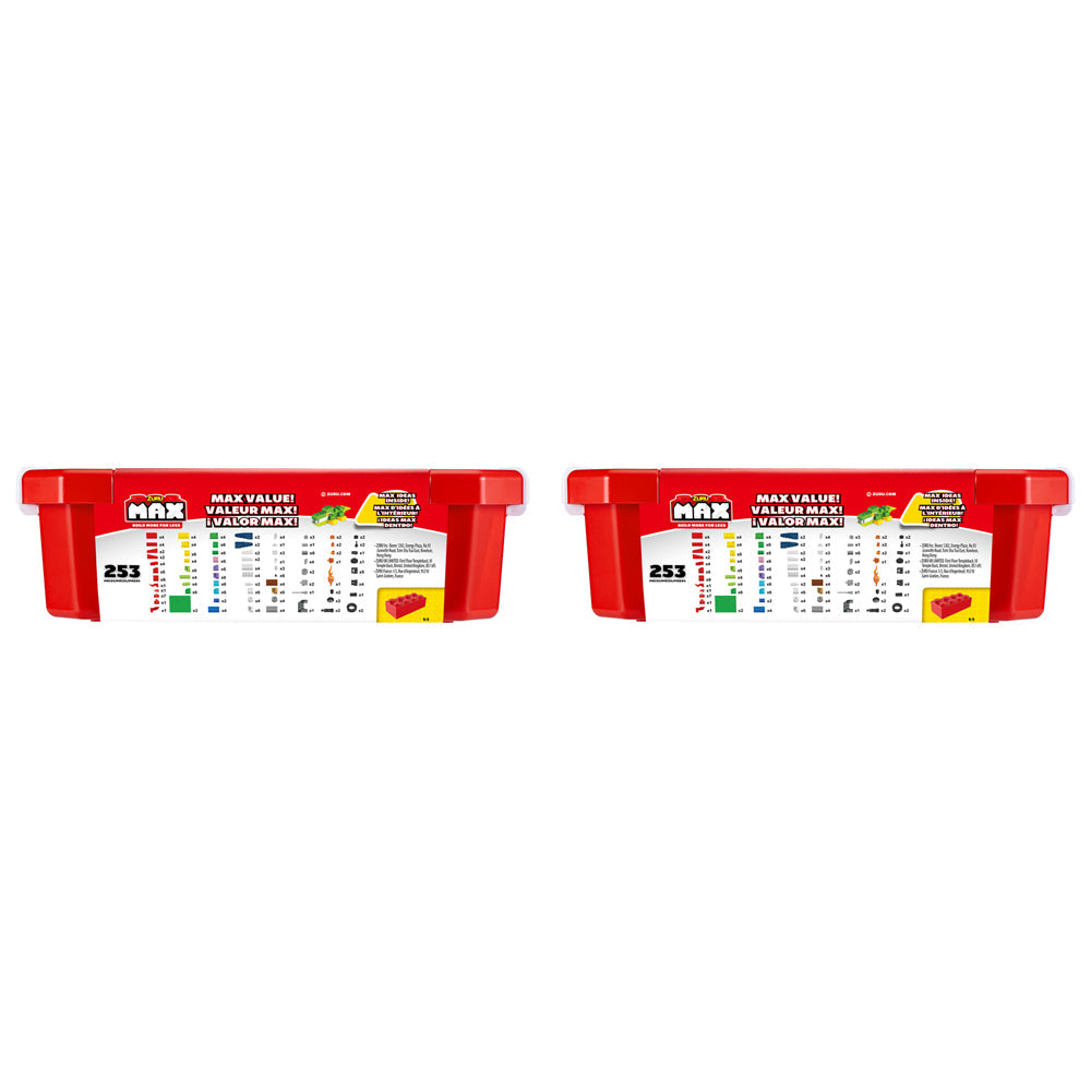 Zuru 253pc Zuru Max Build Construction Value Tub Bricks Kids Building Play Toy 3y+ (2 Pack)