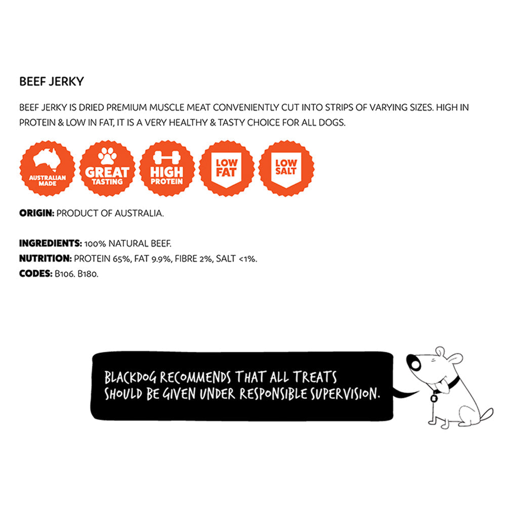 Blackdog Naturally Good Dog Treats Beef Jerky High Protein Low Fat Pet Food 500g — image 3