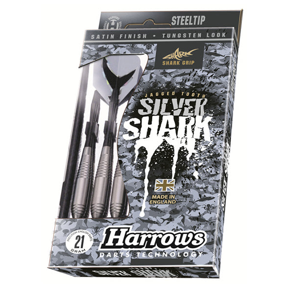 Harrows Silver Shark Speedline Hologram Flight Tungsten Look 21g Steel Tip Darts