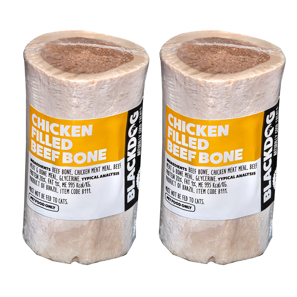 Blackdog Chicken Filled Beef Bone Dog Treat 2 Pack Natural Long Lasting Che