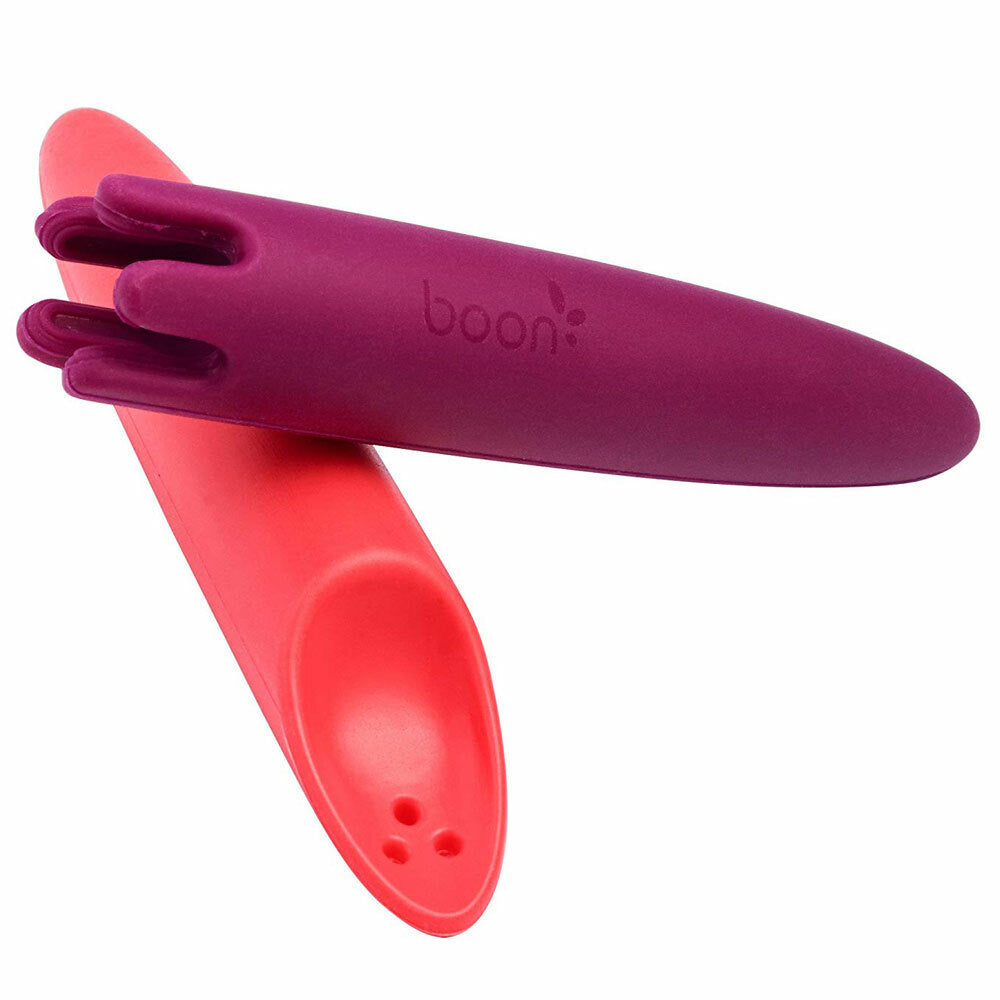 Boon JAB Silicone Food Utensils Feeding Feeder 1y+ Baby/Toddler Coral/PP (2 Pieces)