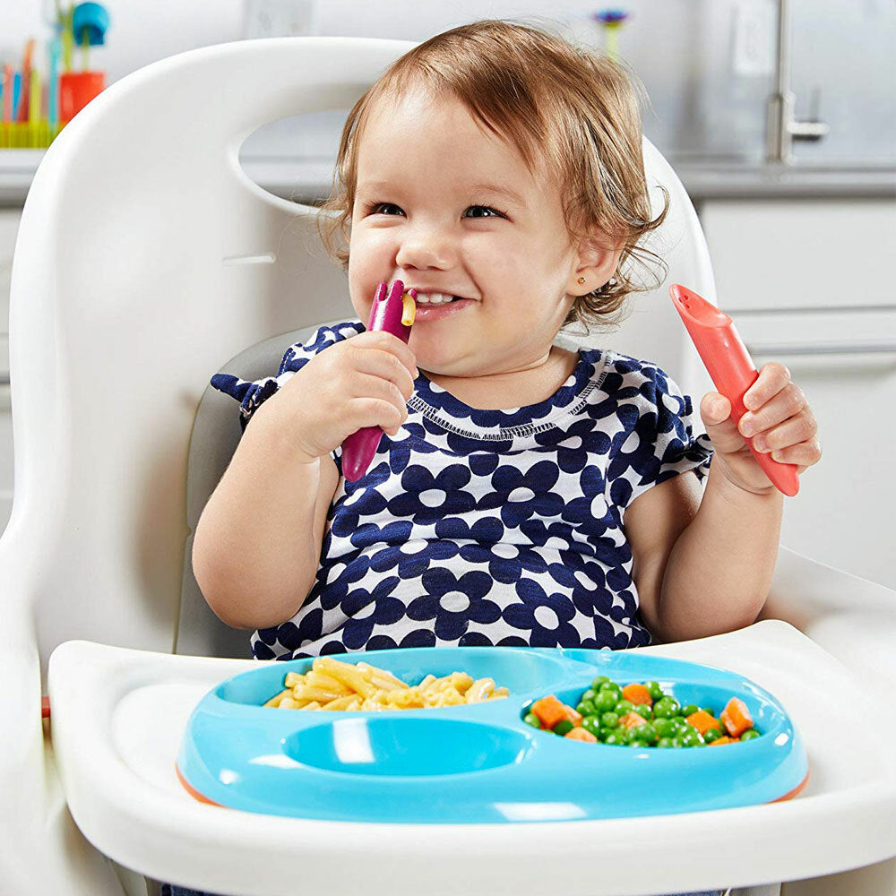 Boon JAB Silicone Food Utensils Feeding Feeder 1y+ Baby/Toddler Coral/PP (2 Pieces) — image 2