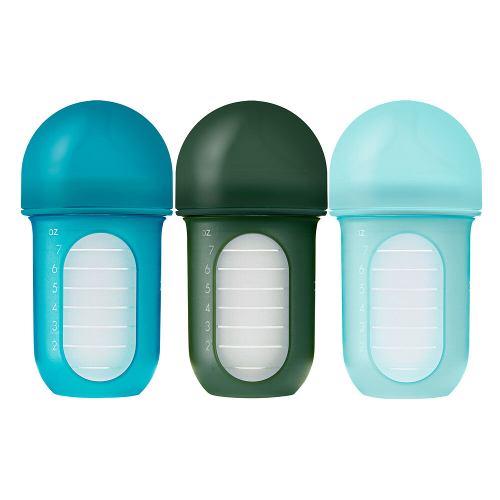 Boon Nursh Collapsible Silicon Baby Bottle Blue 237ml 3 Months+ (3 Pack) — image 2