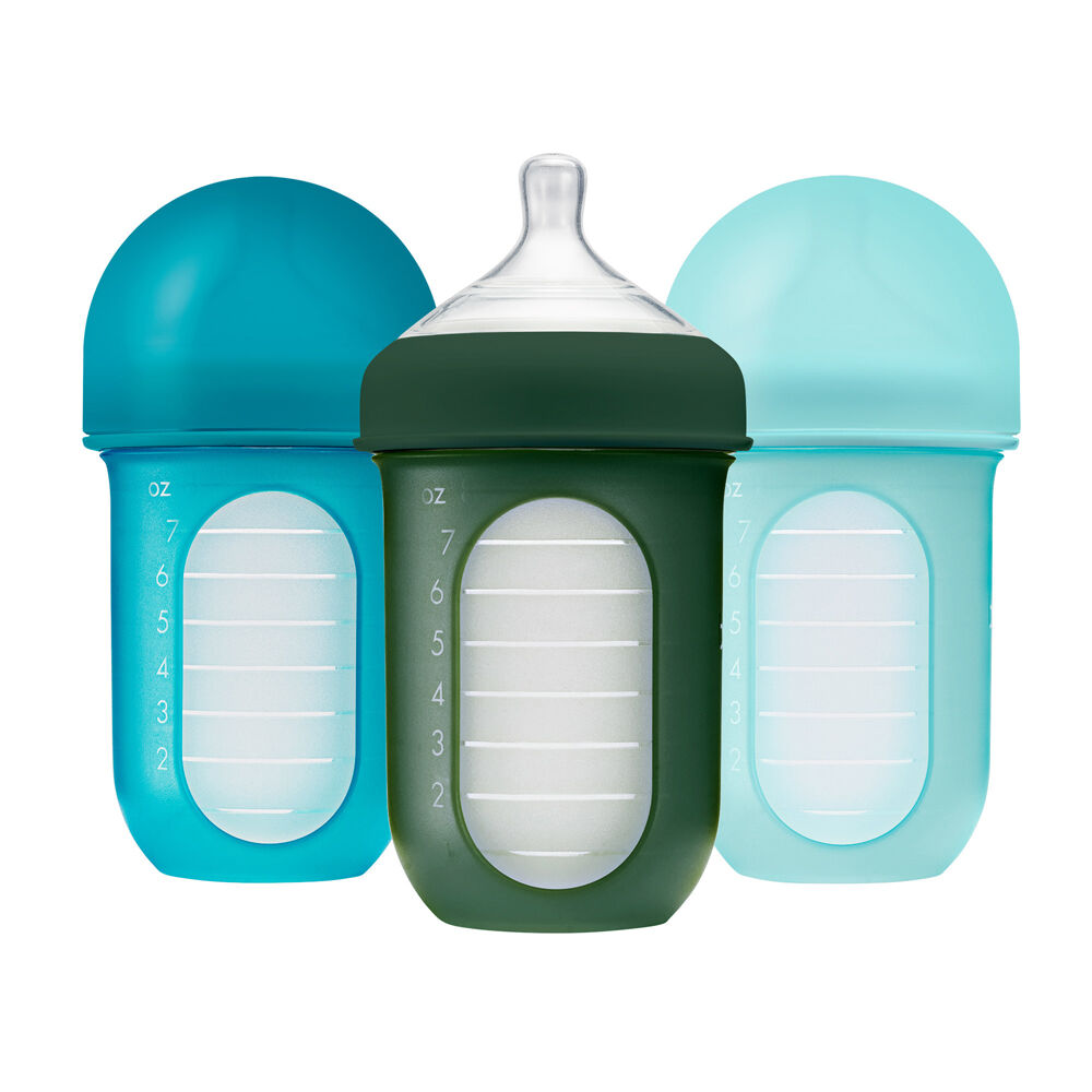 Boon Nursh Collapsible Silicon Baby Bottle Blue 237ml 3 Months+ (3 Pack) — image 3