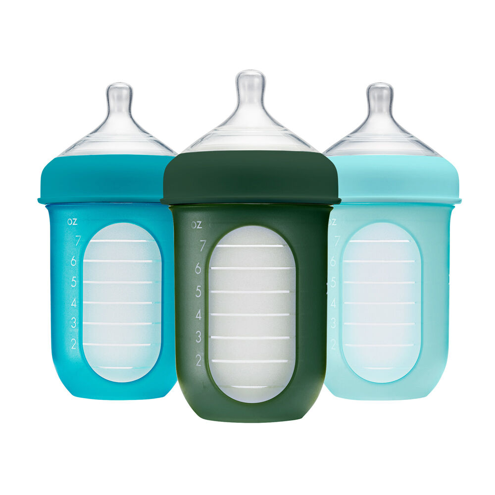 Boon Nursh Collapsible Silicon Baby Bottle Blue 237ml 3 Months+ (3 Pack) — image 4