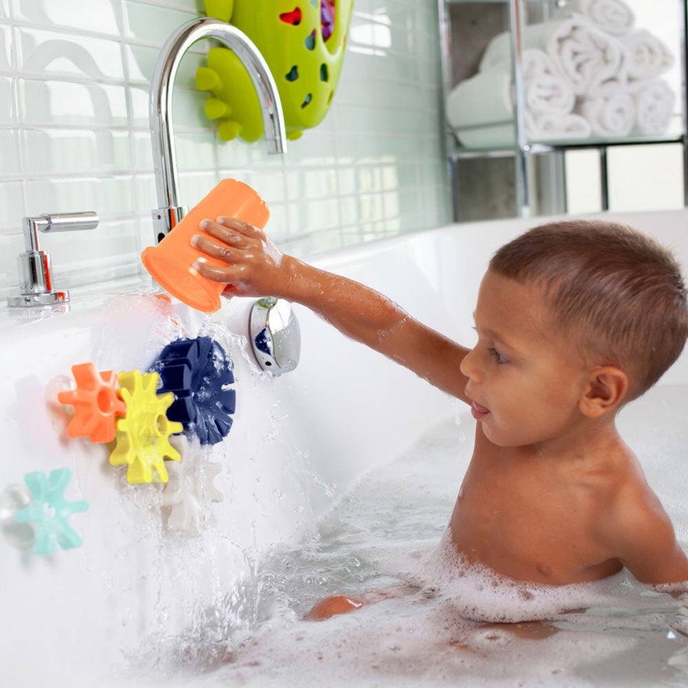 Boon Cogs Water Spinning Gears Suction Bath Toy Baby/Toddler 12m+ Navy/Yellow — image 3