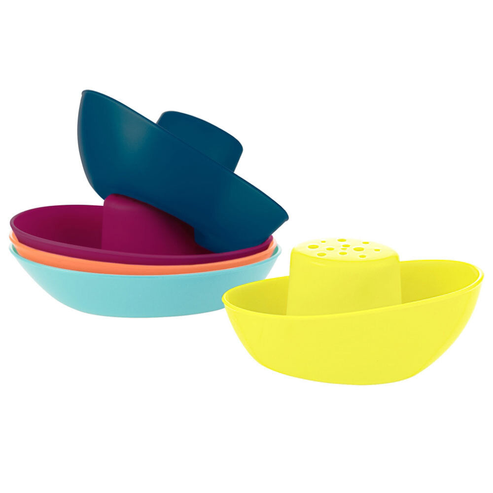 Boon Fleet Stacking Boats/Ship Cup Set Baby/Toddler Kids Water Bath Toys 9m+ (5 Pieces)