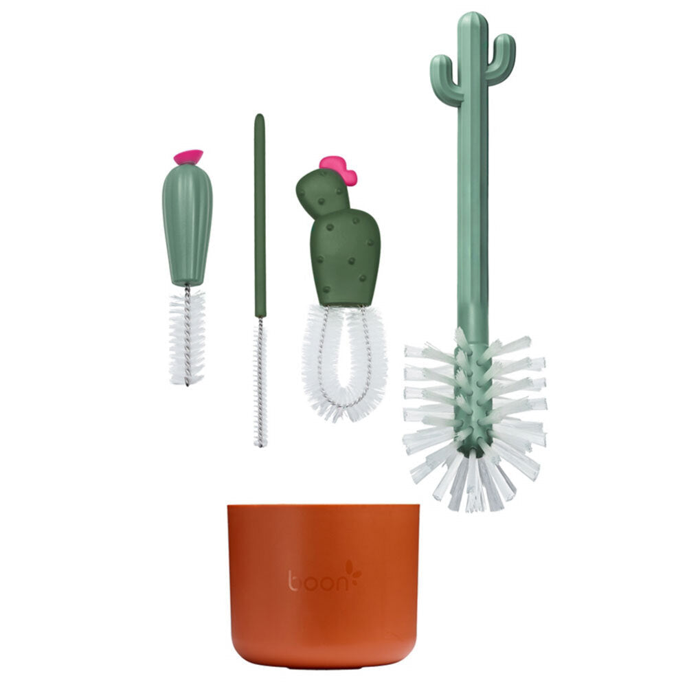 Boon 24cm Cacti Brushes Feeding Baby Nipple/Bottle Cleaning Brush Set Green (4 Pieces)