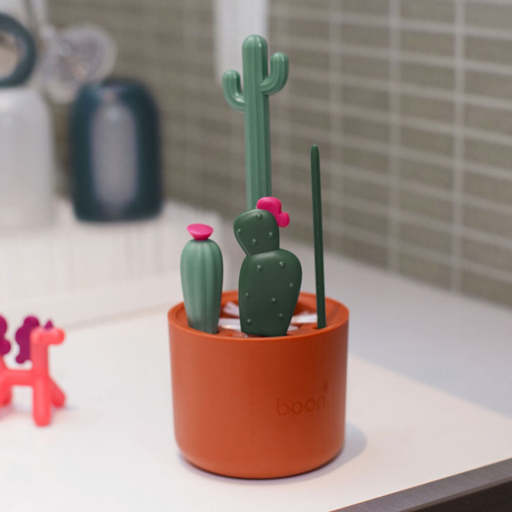 Boon 24cm Cacti Brushes Feeding Baby Nipple/Bottle Cleaning Brush Set Green (4 Pieces) — image 8