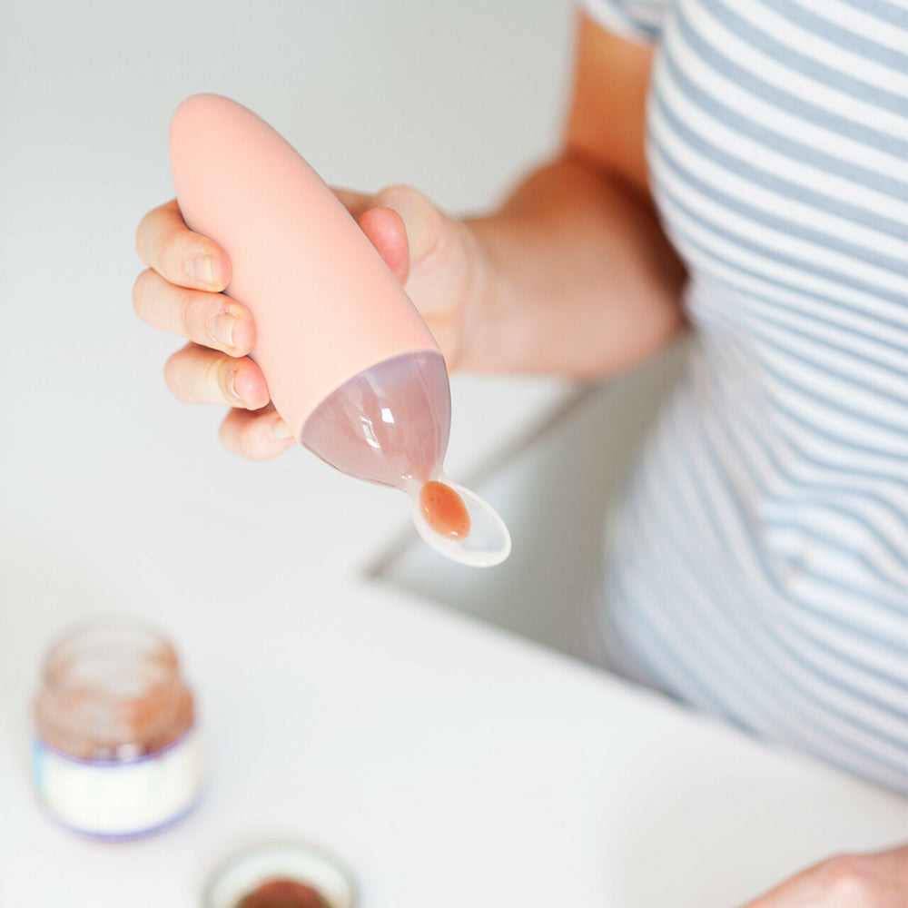 Boon Squirt Baby 90ml Food Dispensing Feeding Spoon Silicone Utensil Blush 4m+ — image 3