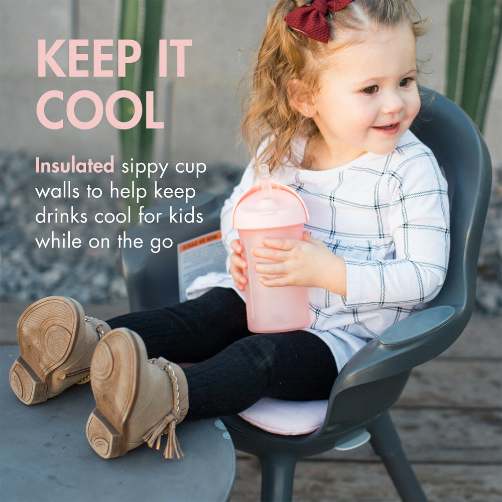 Boon Swig 270ml Water Bottle Sippy Cup w/ Silicone Straw Baby/Toddler 6m+ Blush — image 4