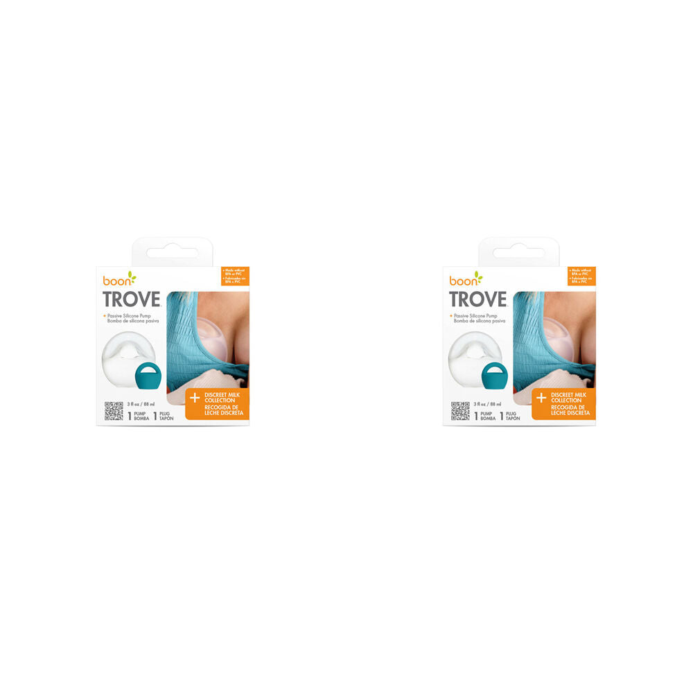 Boon Trove Silicone Manual Breast Pump 88ml Milk Collector 11x11cm White (2 Pack)