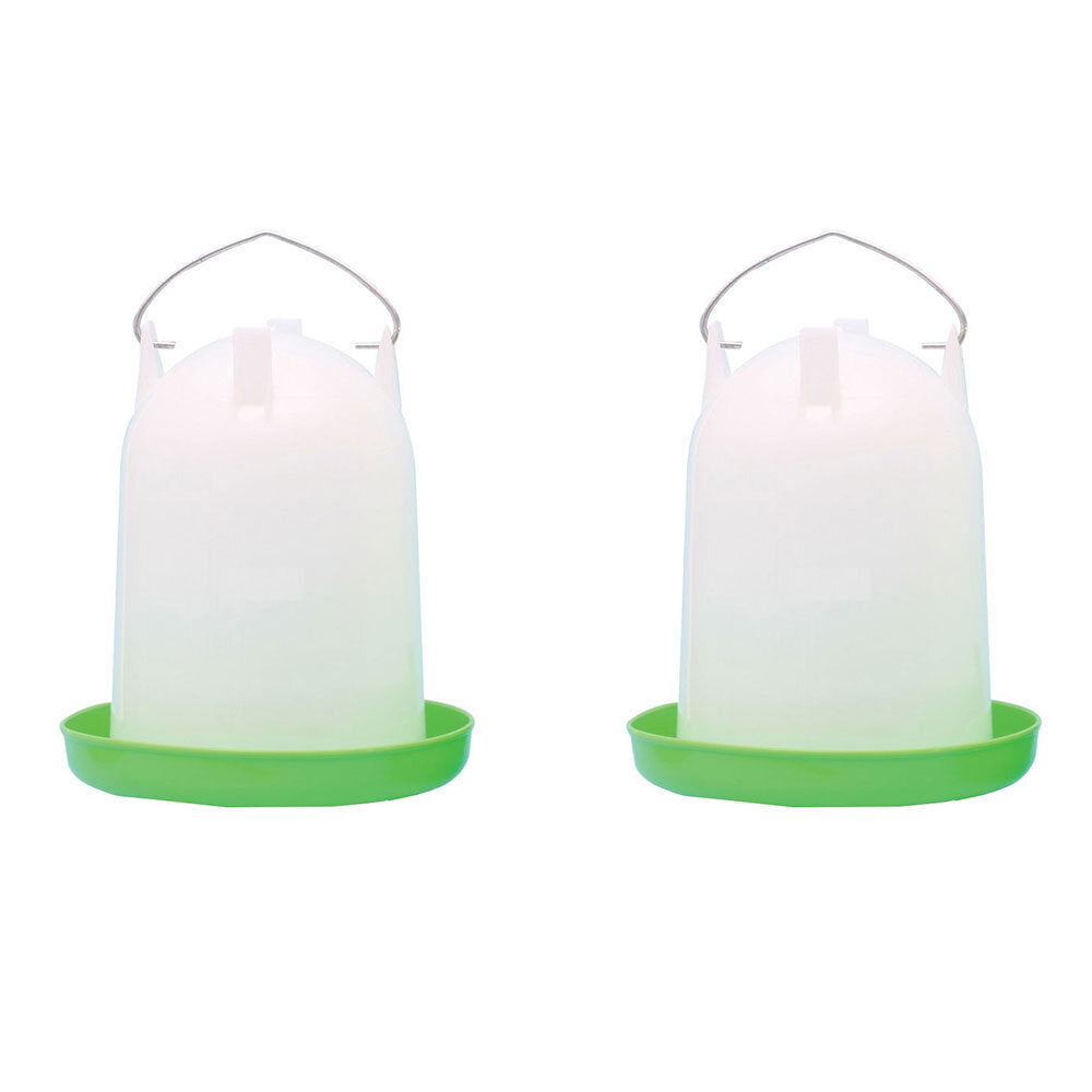 Showmaster 2pc Show Master Green and White Straight Type Poultry/Bird Drinker 122L 4L (2 Pack)