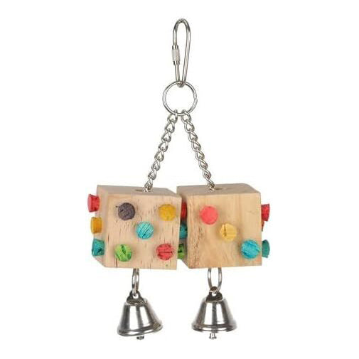 Nature Island 13cm Dual Wooden Dice/Bells Interactive Roll/Play Bird Pet Toy (2 Pack) — image 2