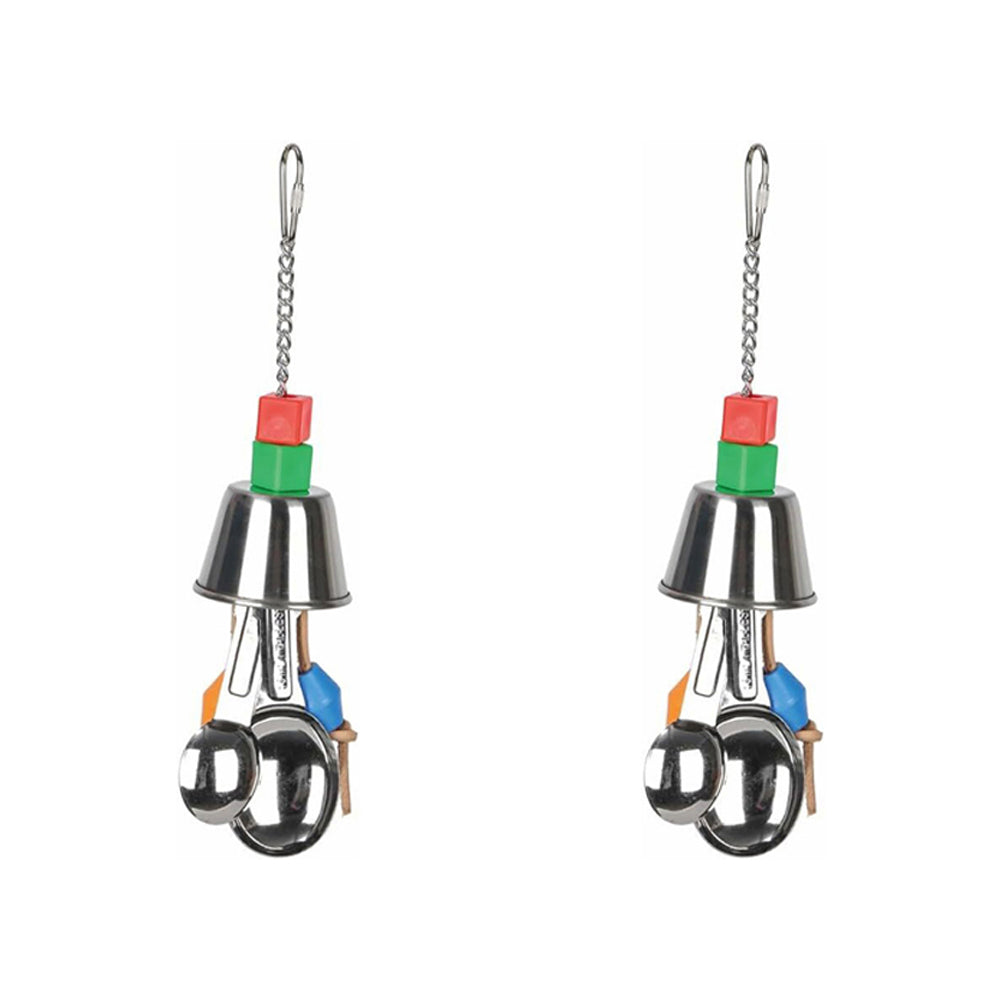 Nature Island Hanging Spoon Bobble Bird Pet Interactive Exercise Fun Cage Toy (2 Pack)