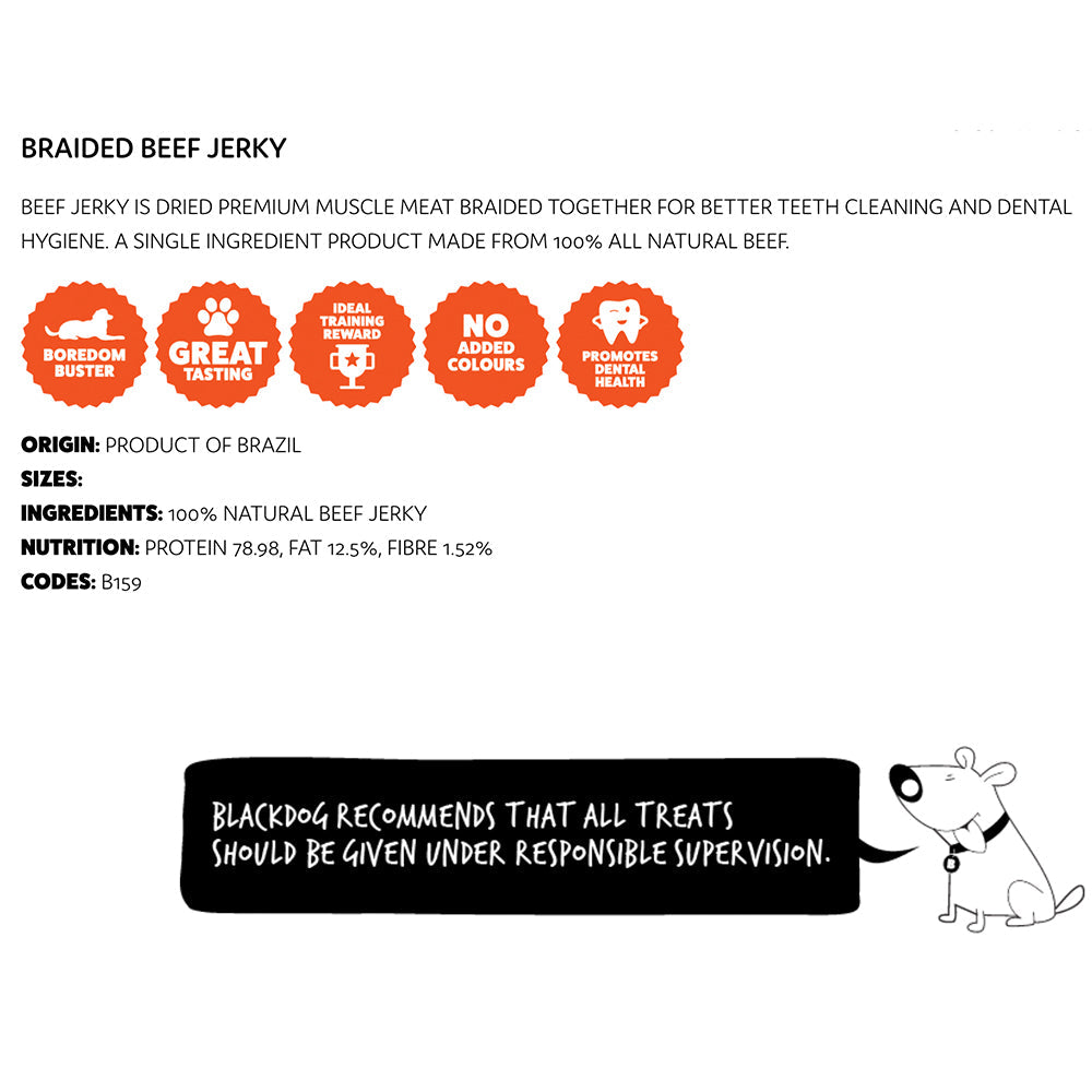 Blackdog Braided 100% Beef Jerky Sticks Natural Healthy Dog/Pet Treat/Chew (25 Pieces) — image 3