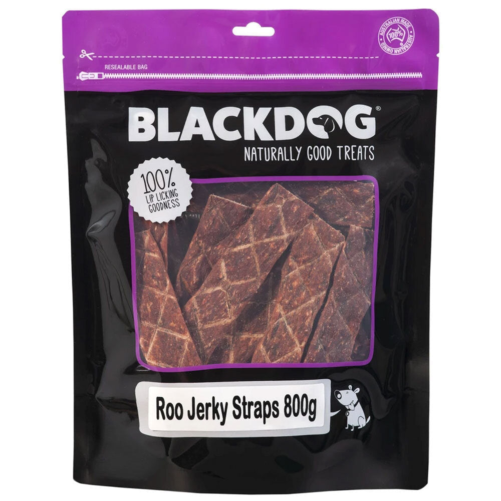 Blackdog 800g Naturally Good Pet/Dog Roo Jerky Straps Healthy Treats/Food/Reward