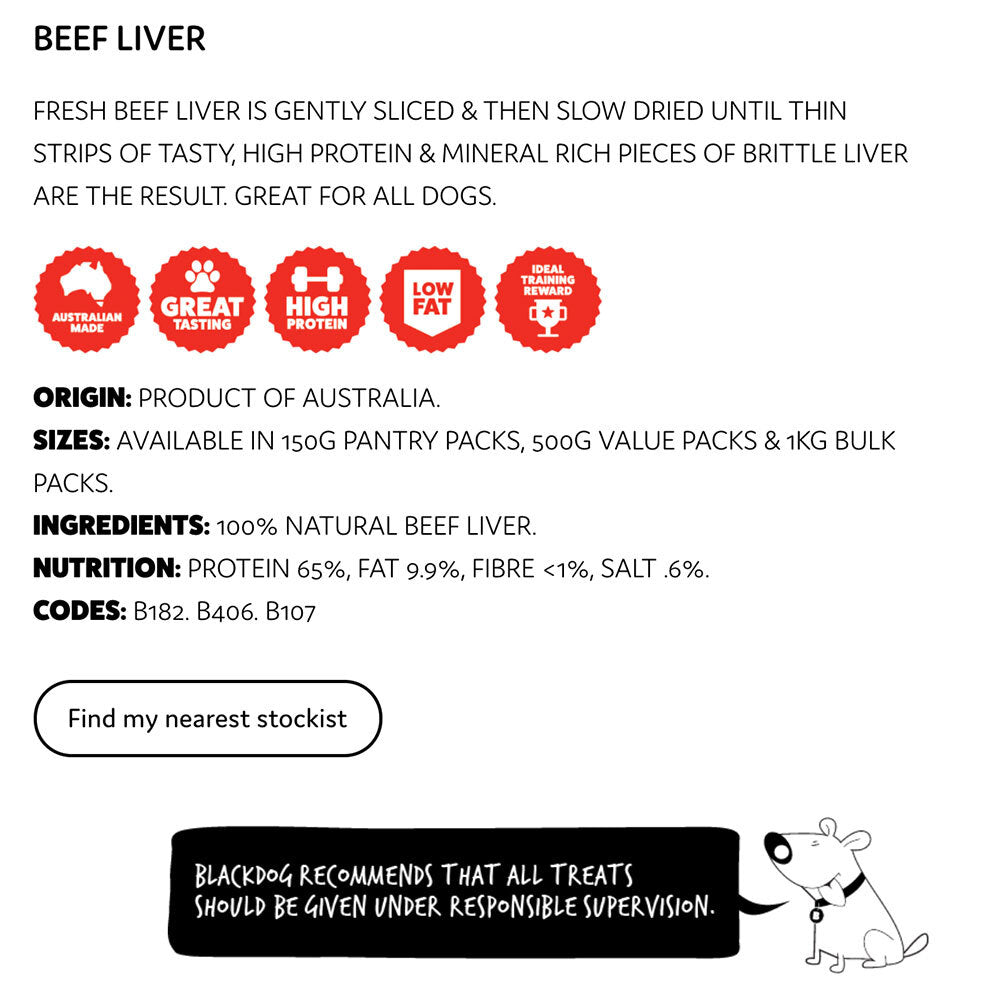 Blackdog 150g Naturally Good Pet/Dog Beef Liver Healthy Treats/Food/Reward (2 Pack) — image 3