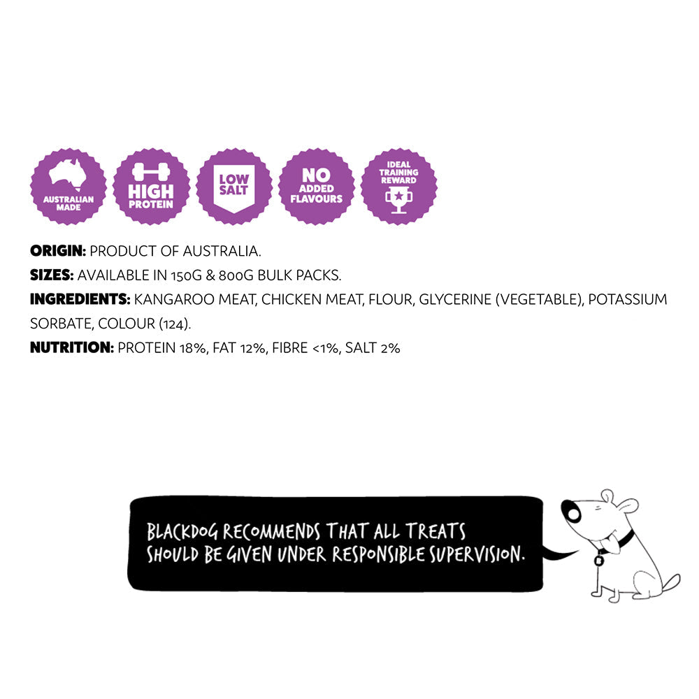Blackdog 150g Pet Chew Low Fat/Salt Kangaroo Meat Jerky Straps Dog Treats/Snacks — image 3